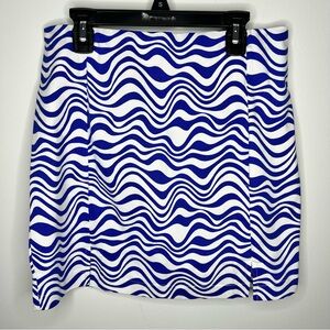 Love On A Hanger Printed‎ Waves Mini Skirt White/Blue J4